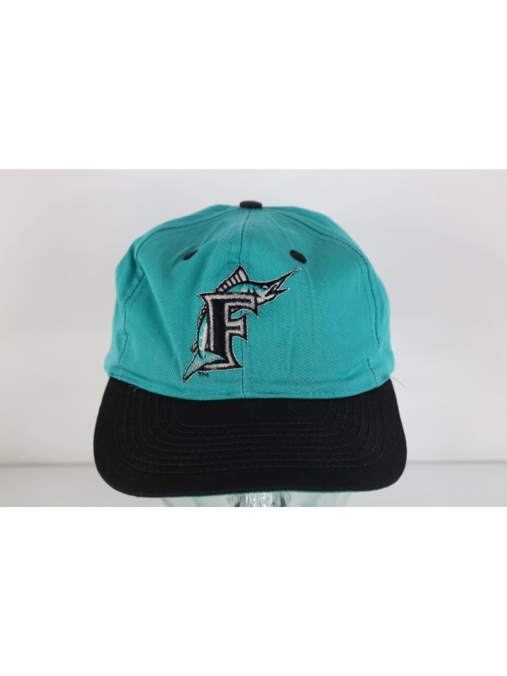 Vintage 90s MLB Florida Marlins Baseball Snapback Hat Cap Teal Black Adjustable
